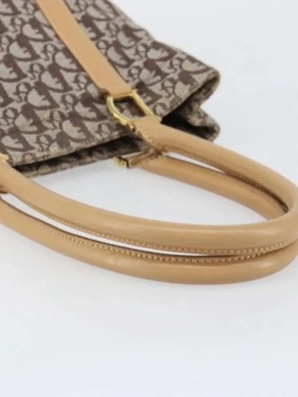 Christian Dior Trotter Canvas Tote Bag Gold Beige Auth gh772A - Picture 7 of 16